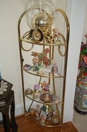 Brass corner shelf with glass shelving