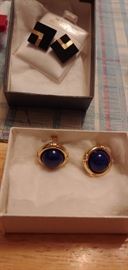 18 kt & lapis and omega backs- top 14kt and black onyx
