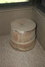 Antique wood bucket with lid