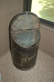 Antique metal flour storage bin