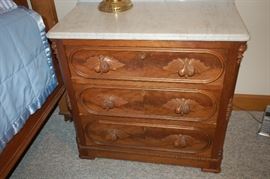 Antique 3 drawer chest with marble top