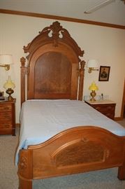 Fabulous tall antique full bed.  This piece is truly remarkable!