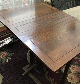 Top view of vintage gate leg oak table