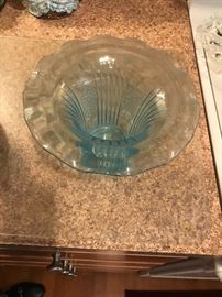 Depression Glass Lt. Blue Mayfair Open Rose Dish