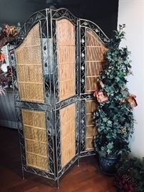 Wroght Iron and Wicker Room Divider