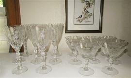 Depression glass crystal stems, shebets