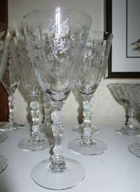 Antique crystal depression glass stems