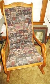 Upholstered Swan Neck rocking chair