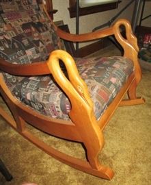Upholstered Swan Neck rocking chair