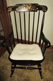 Vintage black w/ gold fruit design rocking chair