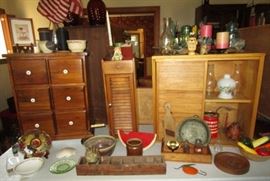 Misc. small cupboards, small antiques & collectibles