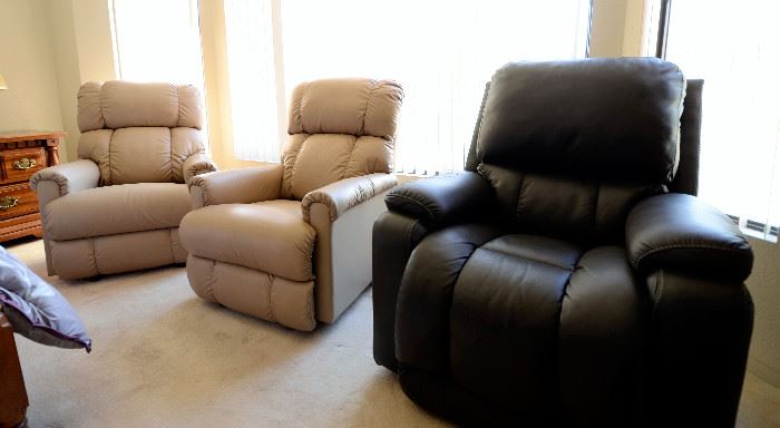 ALL BRAND NEW Lazboy NEVER GOT TO BE USED. There are 2 of these: Lazboy Pinnacle PowerReclineXR® Reclina-Rocker® Recliner and one of the Lazboy Greyson PowerReclineXR® Reclina-Rocker® Recliner