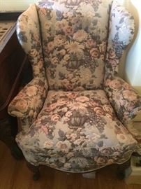 Wing back floral chair