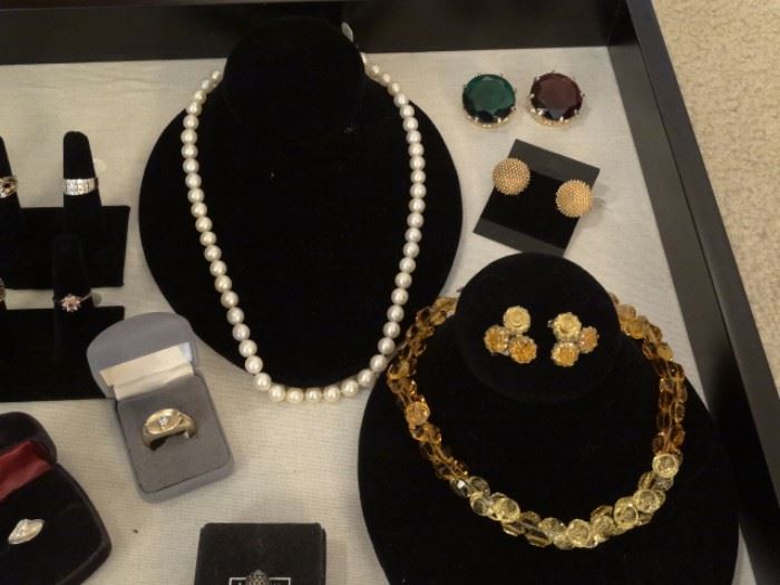 Czech cut glass necklace and earrings / Dior Cufflings                                                            