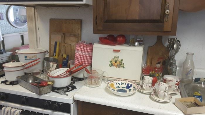 Vintage red kitchen items