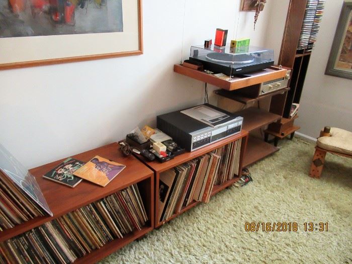 Large Vinyl Selection along with 6 large teak rectangular cubes to store your treasures in.