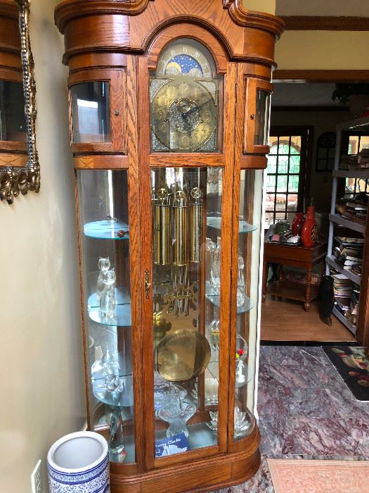 Ridgeway Grandfather Clock and Curio Cabinet all in one!
