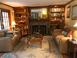 Den, Leather  matching sofa, loveseat and chair