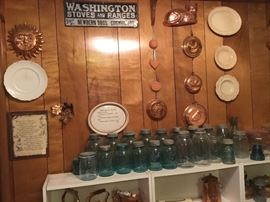 Ball blue & green jars with metal lids