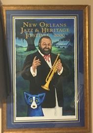 2000 New Orleans Jazz and Heritage Festival Poster Blue Dog Framed Al Hirt by George Rodrigue https://www.ebay.com/itm/123293697609