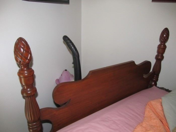 Twin bed with headboard, footboard and metal side rails