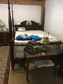 Full poster bed with bedding set. 