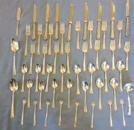 Heirloom Sterling Damask Rose, Service for 8 (missing one spoon) with serving pieces