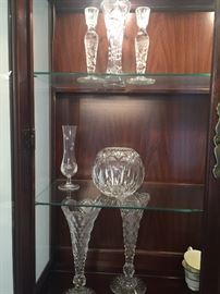 Waterford crystal and 1920 circa vase and candlesticks