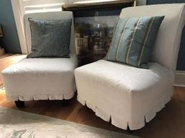 2 Armless Chairs with 2 Sets of Slipcovers
