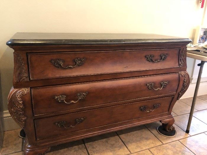 Black Marble Top 3-Drawer Chest