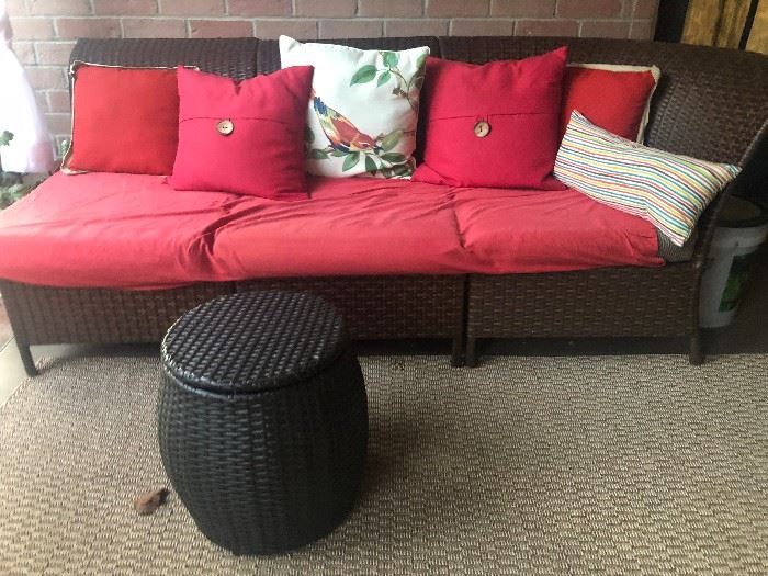Outdoor Weatherproof Chaise Sofa & Small Drum Table