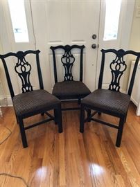 Set of 3 Dining Chairs with Black/Gold Upholstery