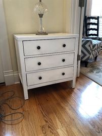 White Wooden Chest w/3 Drawers; Dimensions:  17.50" Depth X 27.25" Length X 28"Height