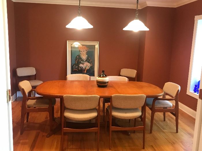 Mid Century Modern Teak Dining Room Set by Benny Linden 
