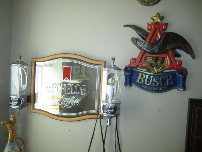 Beer mirrors and sign