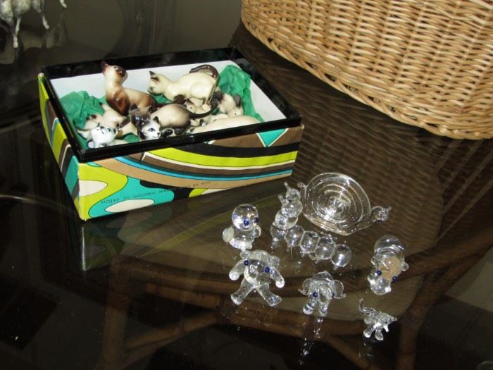Miniature glass and porcelain figures