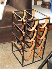 Leather wine rack