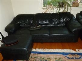 Leather sofa & ottoman (shows a little wear)