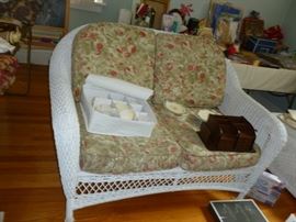 White Wicker Settee