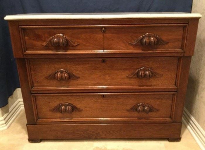 Late Victorian Walnut and Marble Chest of Drawers        http://www.ctonlineauctions.com/detail.asp?id=747907