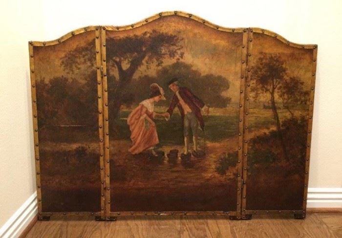  Antique Hand Painted Canvas Fire Screen         http://www.ctonlineauctions.com/detail.asp?id=747911