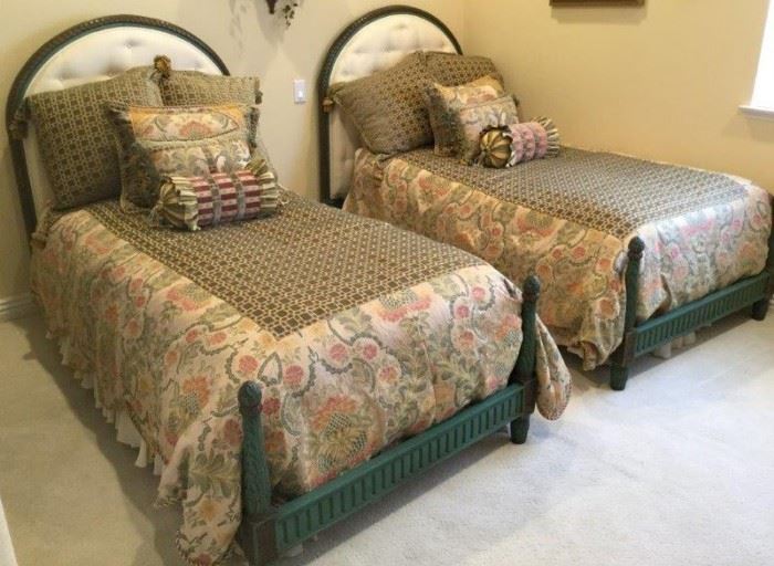  Antique Pair of Carved Painted Ironwood Twin Beds       http://www.ctonlineauctions.com/detail.asp?id=747920