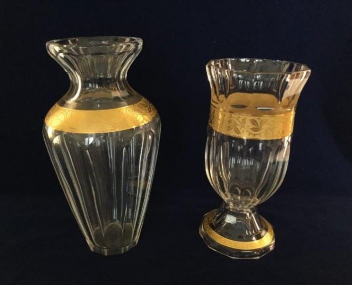 Two Pc Crystal Vases with Gilded Banding    http://www.ctonlineauctions.com/detail.asp?id=747932