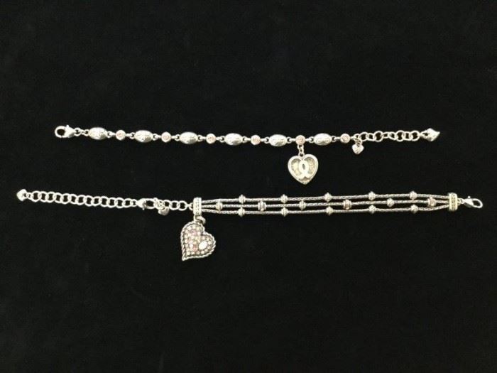 Two Brighton Silvertoned Bracelets with Pink Gems   http://www.ctonlineauctions.com/detail.asp?id=748125