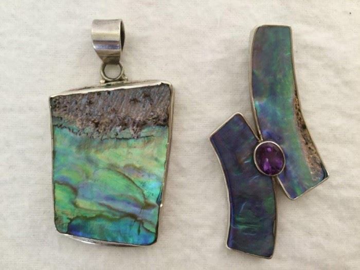 Iridescent Shell and Sterling Silver Pendants http://www.ctonlineauctions.com/detail.asp?id=748140