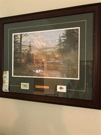 Framed Duck Hunting prints with U.S. Postal stamps displayed!