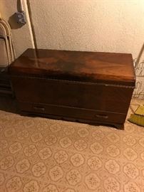 Boshart Cedar chest with waterfall lid and storage drawer!