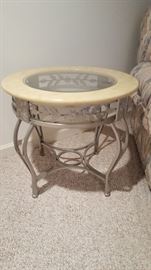 Round metal and glass table