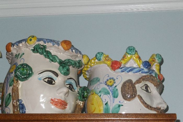 #63      Italian Pottery Ceramic  Pots/Vases Hand Painted     $500.