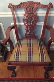 #120   Set of Carved Mahogany CHIPPENDALE  Dining Room Chairs                                                 Set includes  6 Side &  2 Arm chairs                            Ball & Claw feet       Beautiful                   $2500.